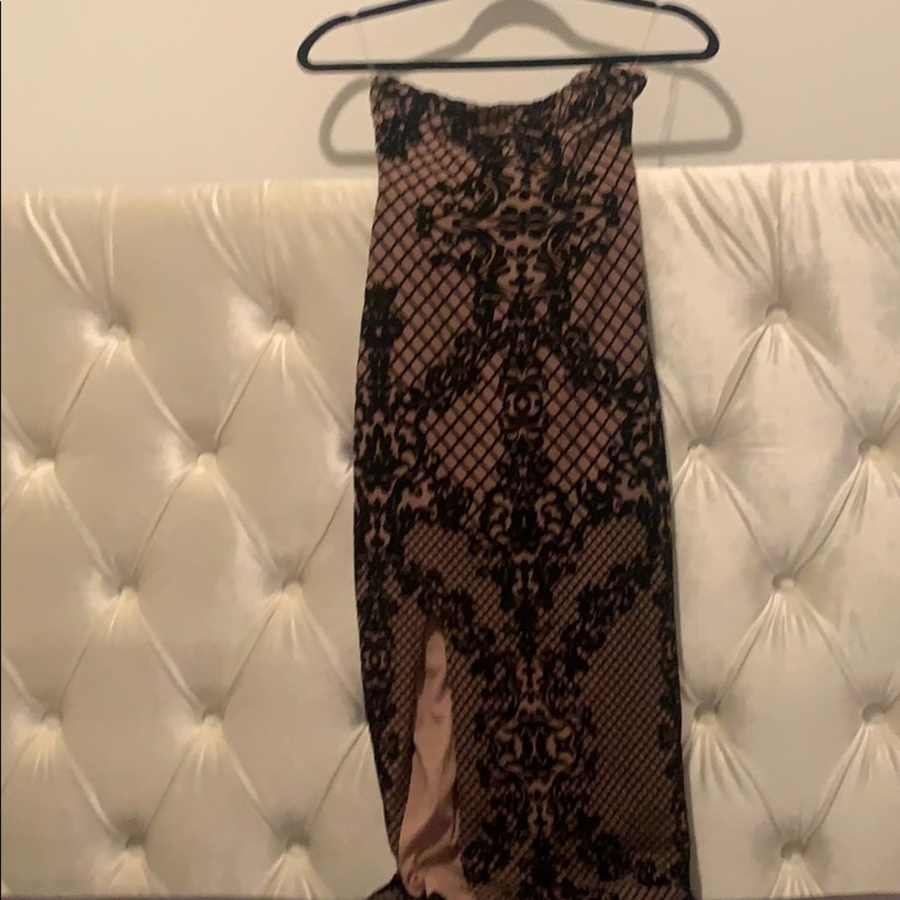 Black flower print dress